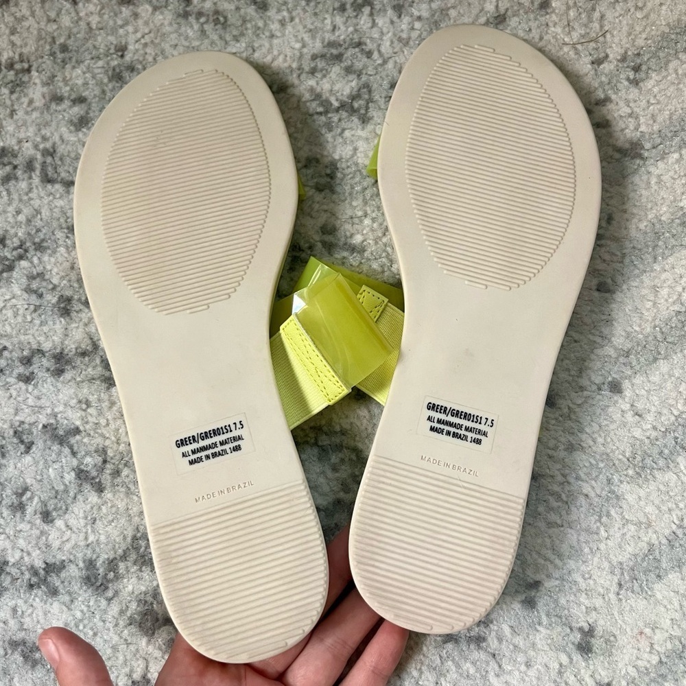 Steve Madden Greer Double Strap Sandals Green Yellow Slides - Picture 10 of 15